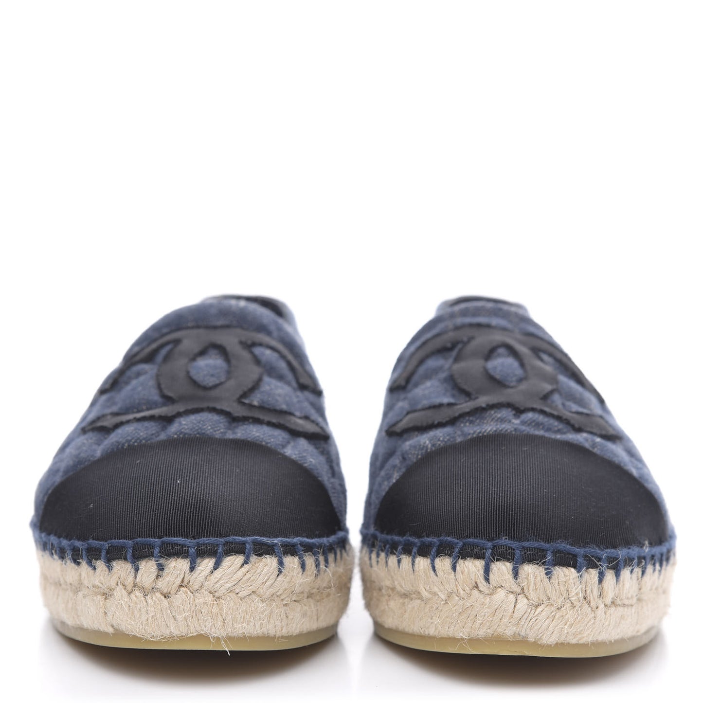 Denim Toile Embossed CC Espadrilles 39 Navy Black