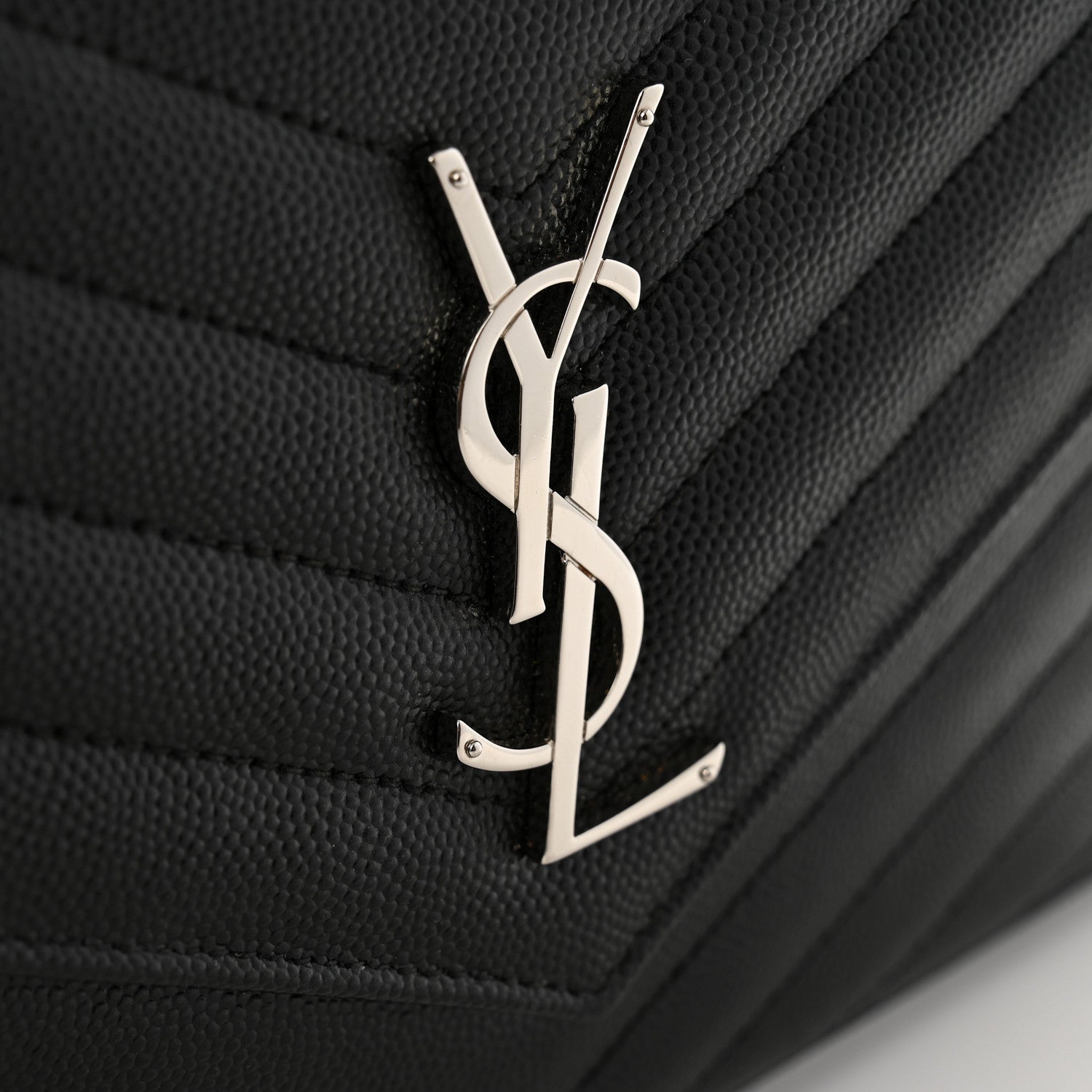Saint Laurent Grain De Poudre Matelasse Chevron Monogram Chain Wallet Black 12 of 12