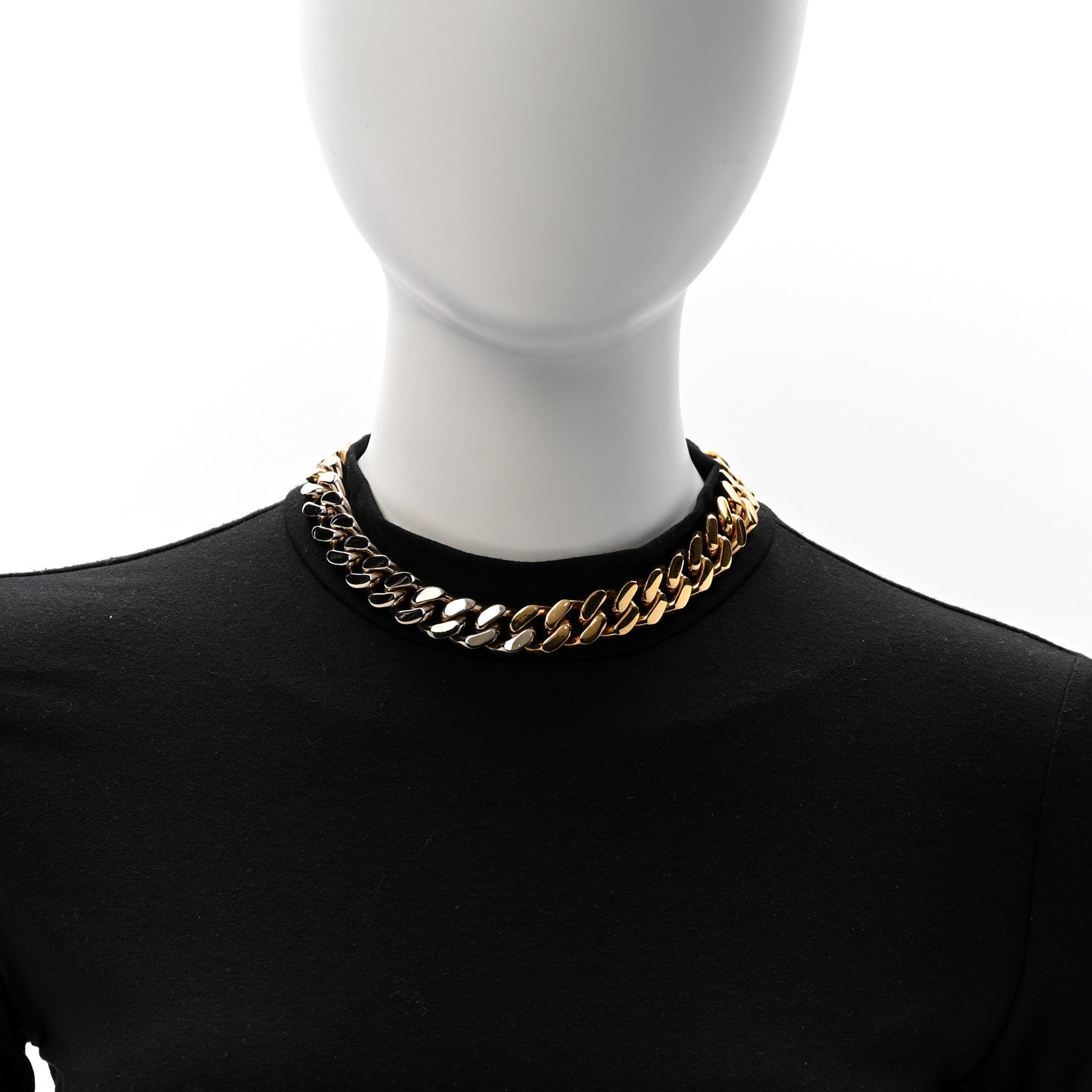 Saint Laurent Metal Curb Chain Necklace Gold Silver 2 of 6