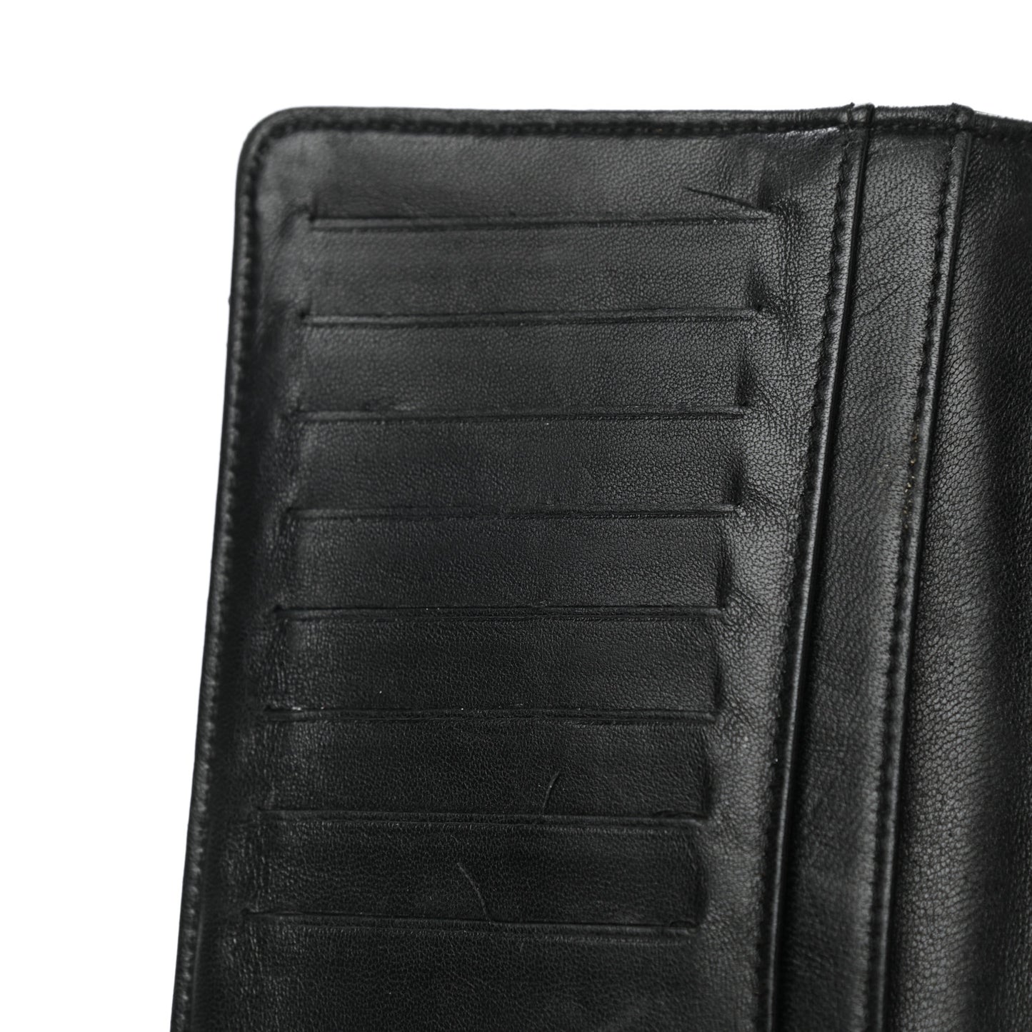 Patent Quilted Flap Wallet Black
