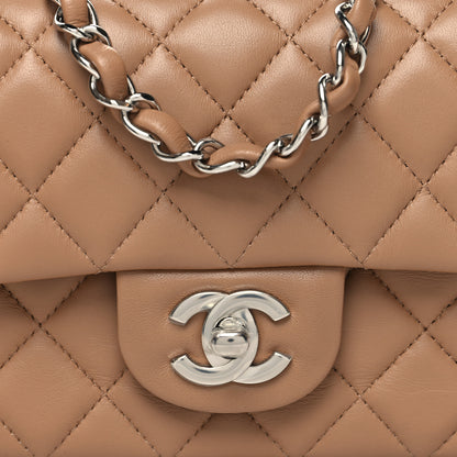 Chanel Lambskin Quilted Mini Rectangular Flap Dark Beige 10 of 10