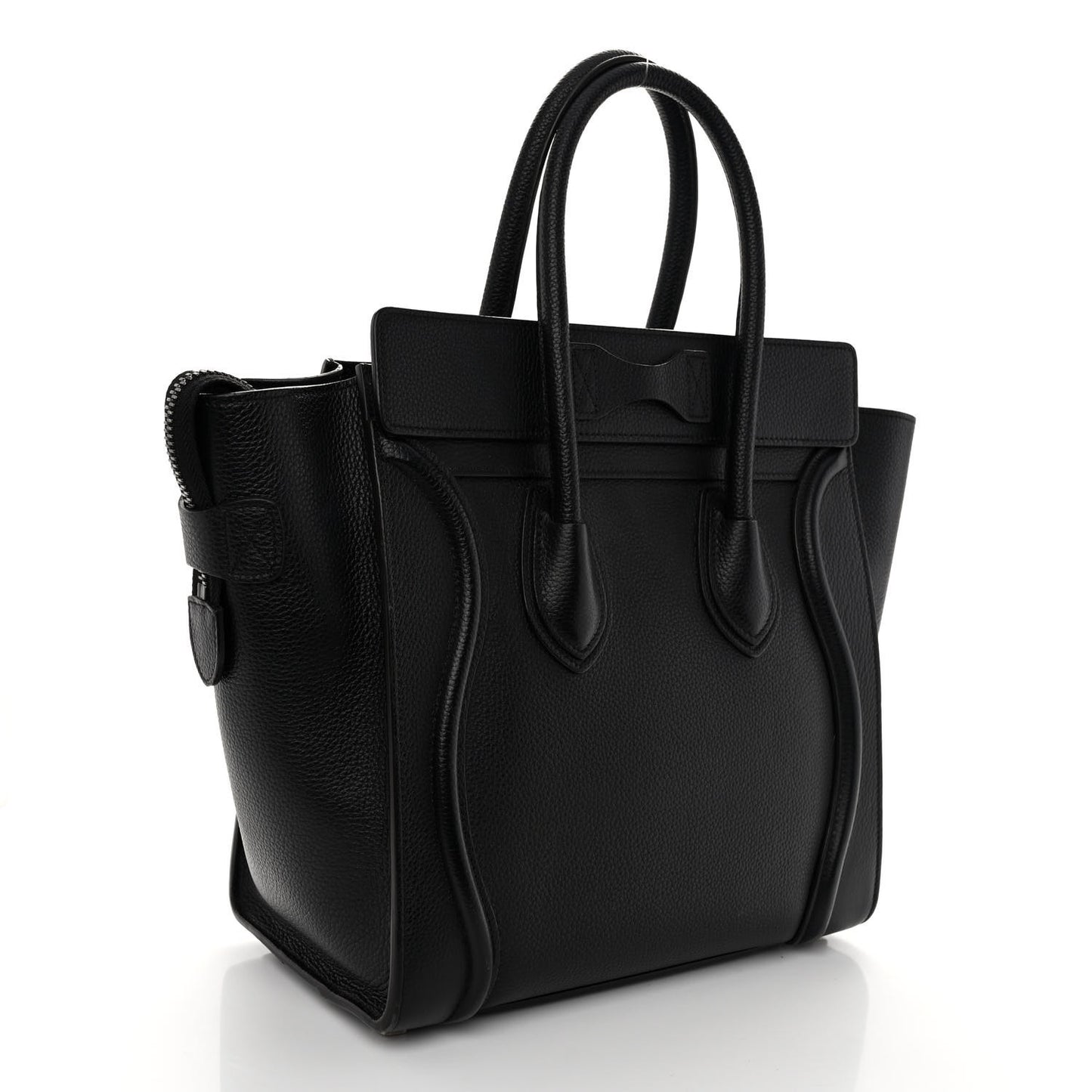 Drummed Calfskin Micro Luggage Black