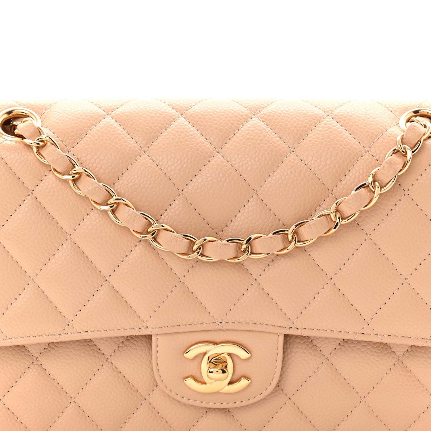 Chanel Caviar Quilted Medium Double Flap Beige 8 of 11