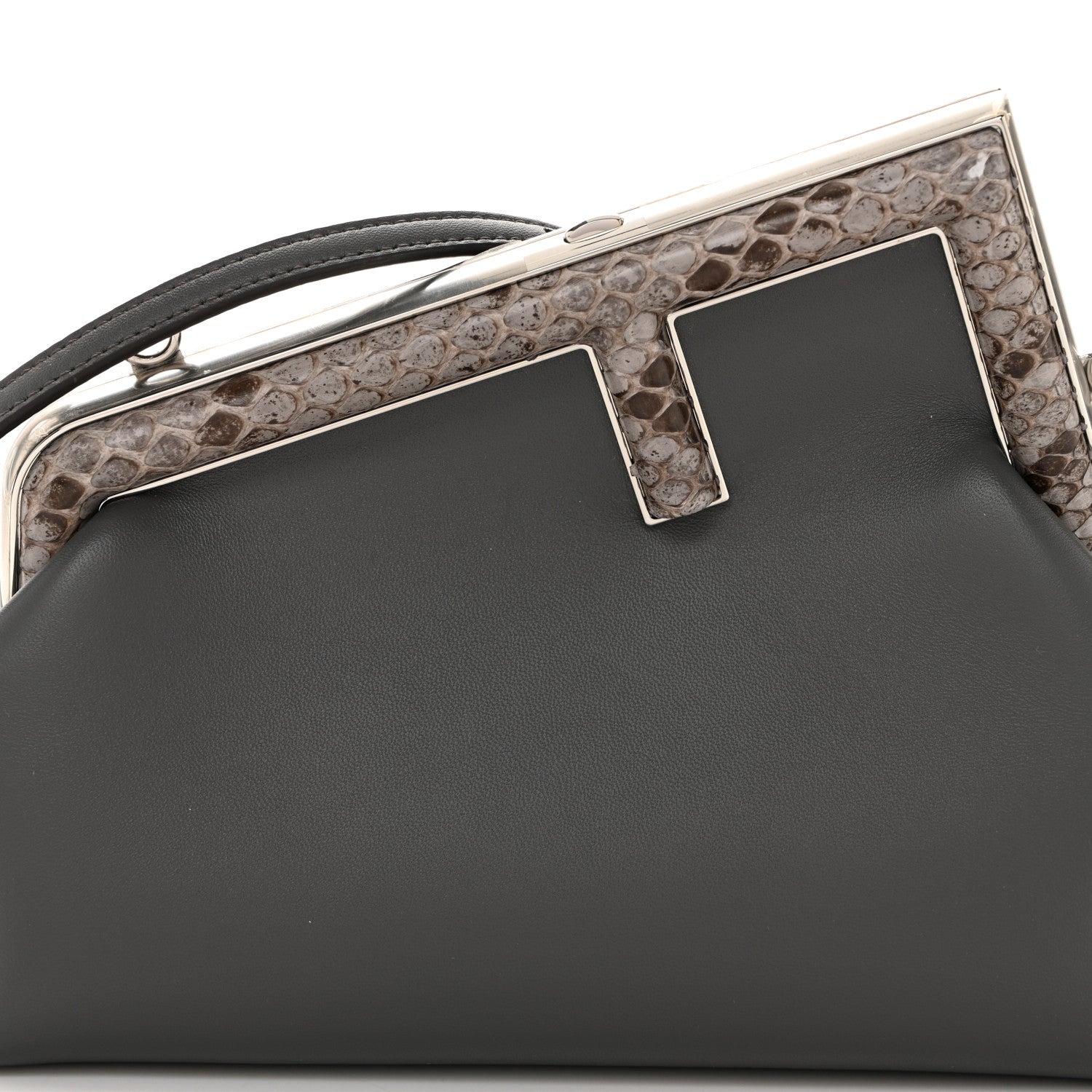 Fendi Shiny Nappa Snakeskin Small Fendi First Anthracite Asfalto 8 of 12