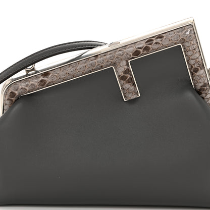 Fendi Shiny Nappa Snakeskin Small Fendi First Anthracite Asfalto 8 of 12