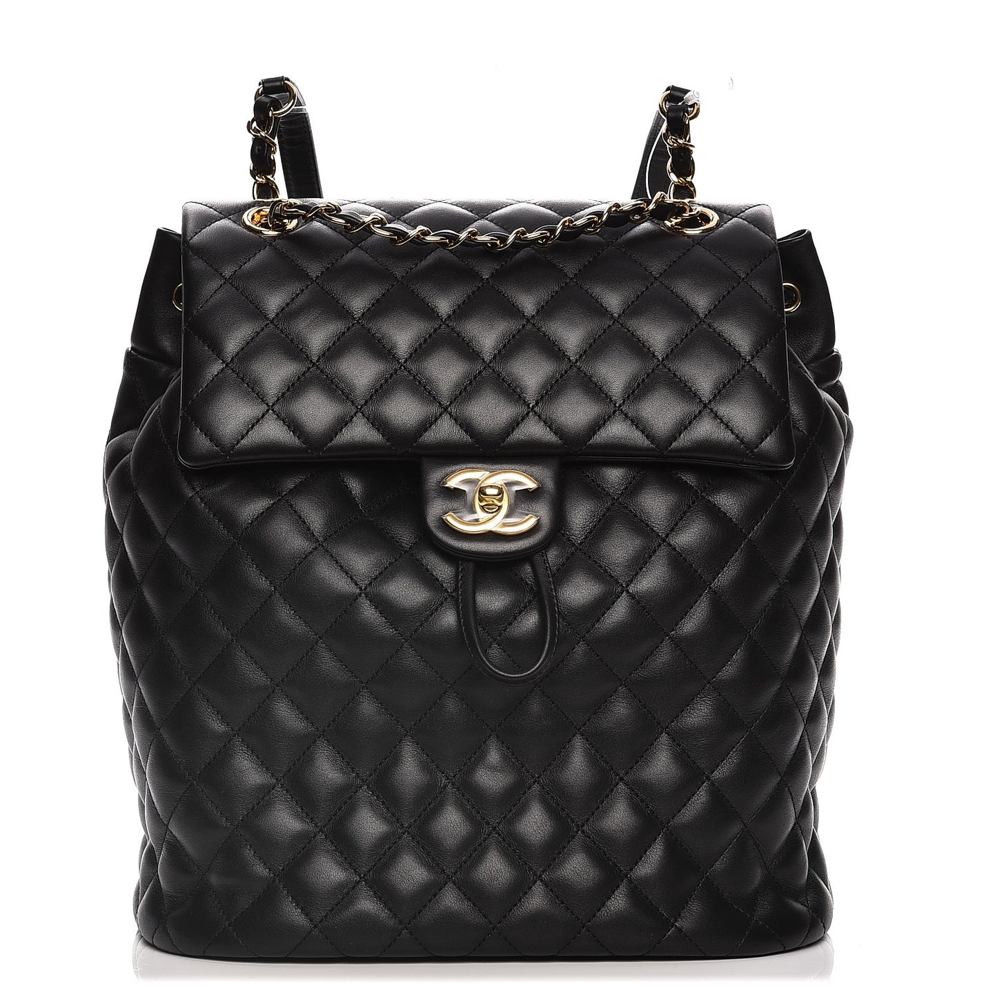 Calfskin Quilted Large Urban Spirit Backpack Black