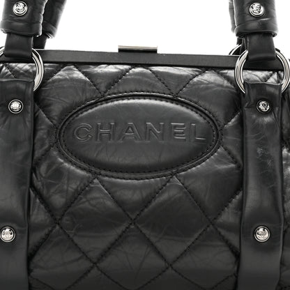 Chanel Distressed Lambskin Lady Braid Frame Bowler Black 8 of 11