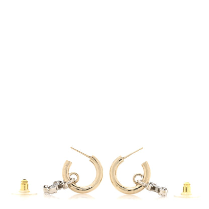 Chanel Metal Crystal CC Hoop Drop Earrings Gold 3 of 5