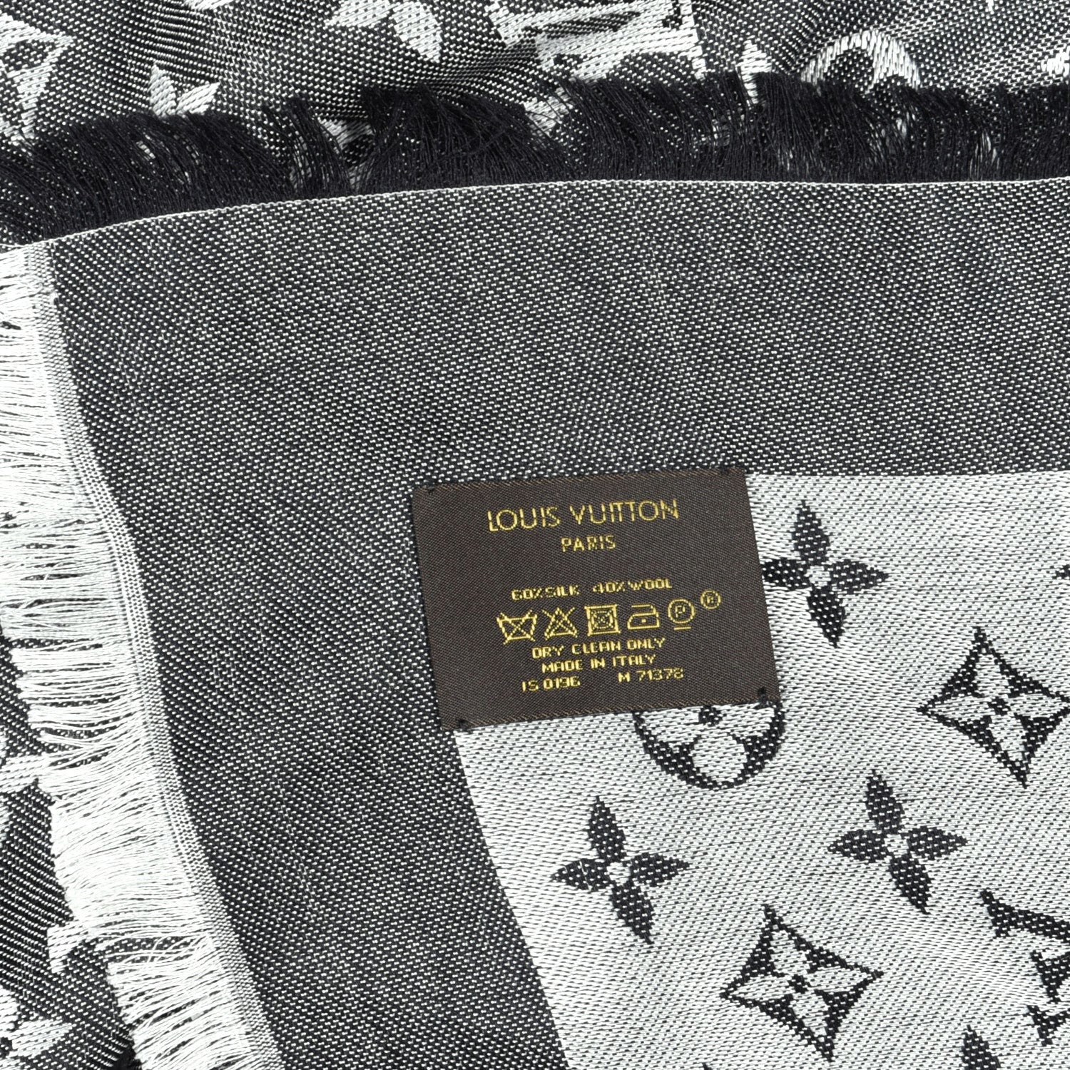 Louis Vuitton Silk Wool Monogram Denim Shawl Black 4 of 4