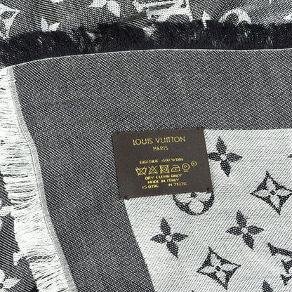 Louis Vuitton Silk Wool Monogram Denim Shawl Black 4 of 4