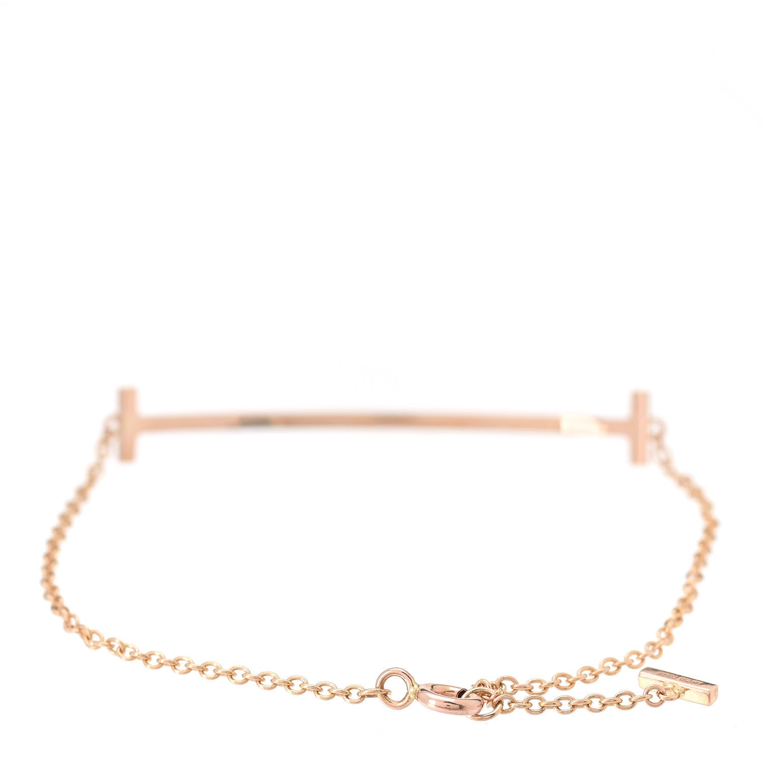 Tiffany 18K Rose Gold Diamond T Smile Bracelet 3 of 7
