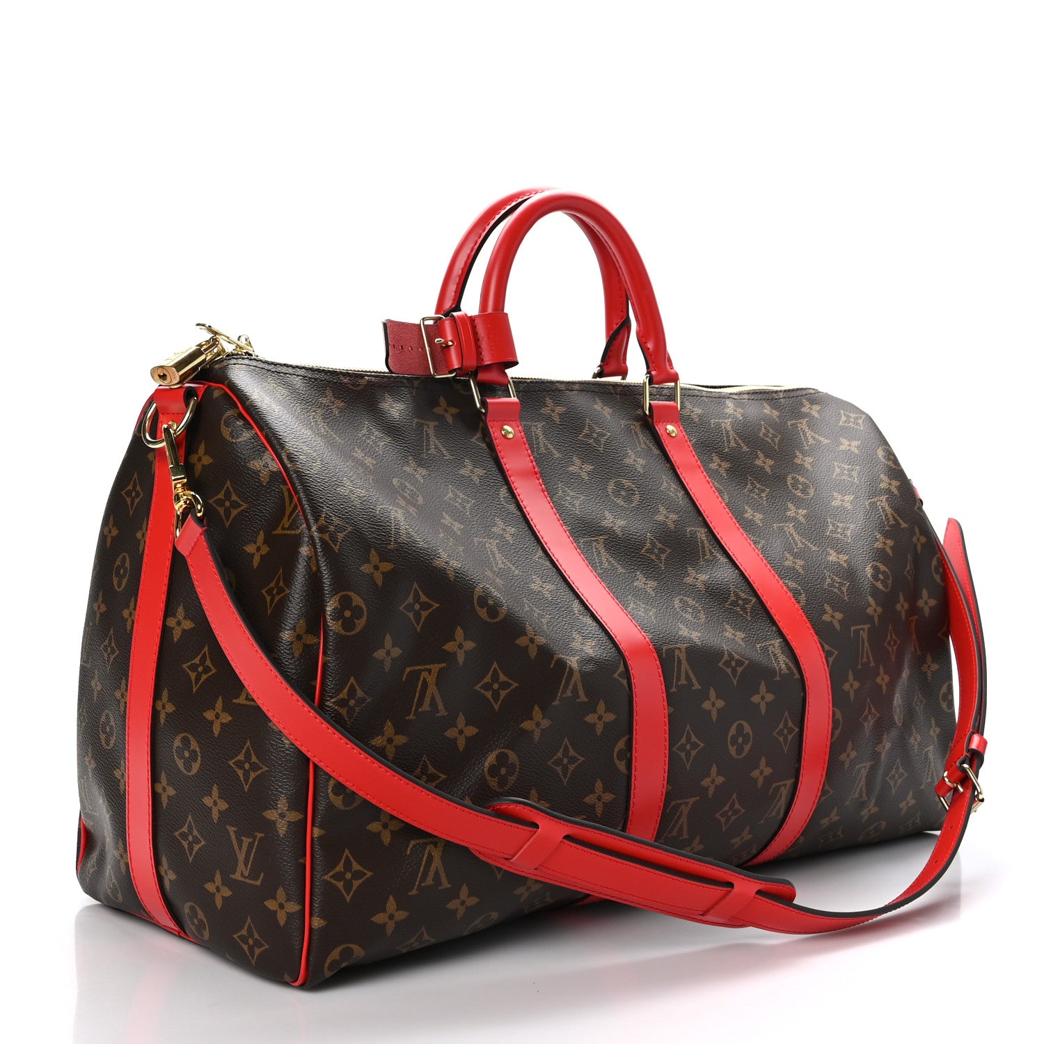 Louis Vuitton Calfskin Monogram Keepall Bandouliere 50 Coquelicot 2 of 9