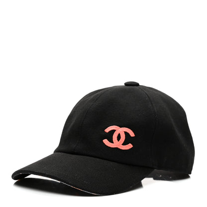 Chanel Cotton CC Cap Hat Black Coral 1 of 7