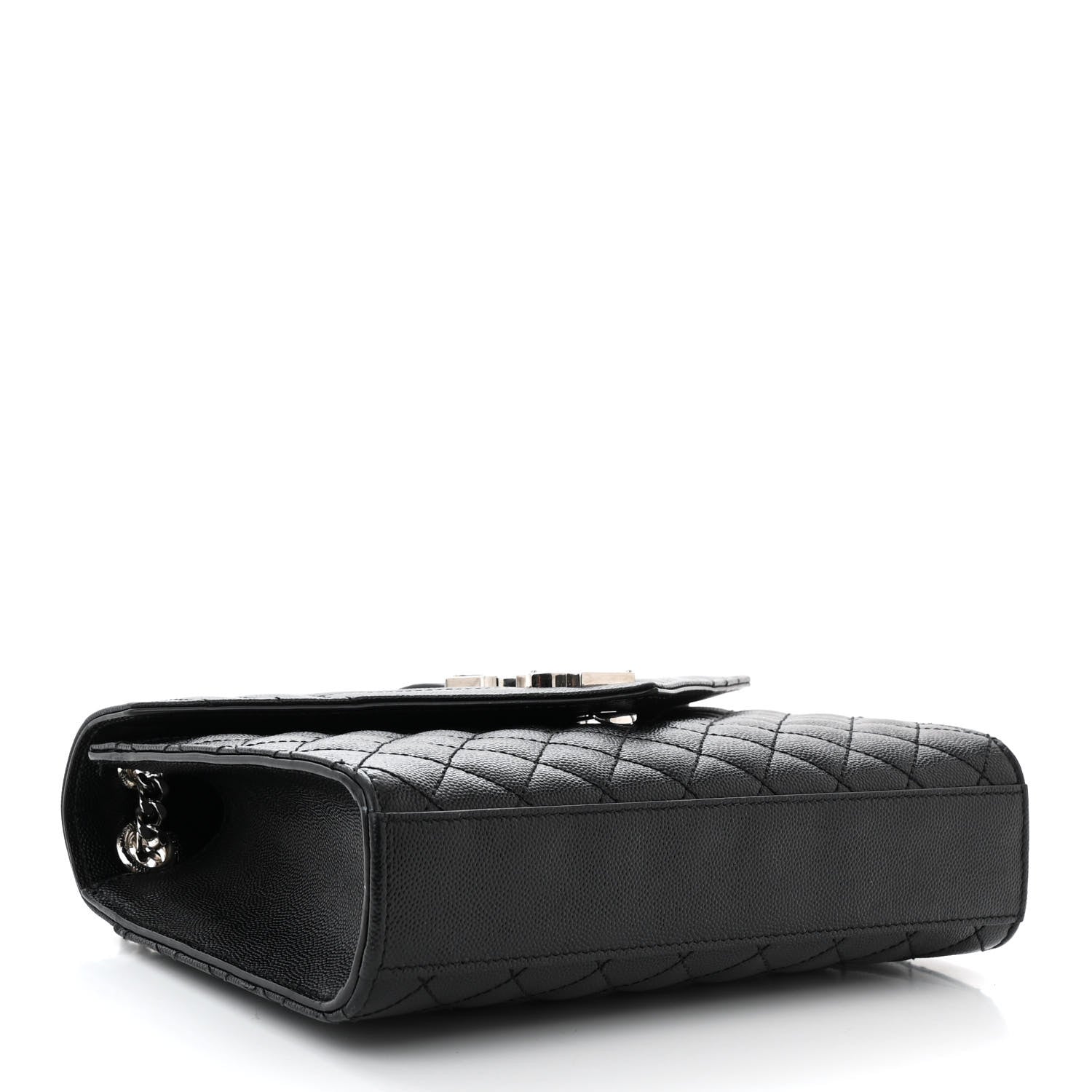 Saint Laurent Grain De Poudre Textured Mixed Matelasse Triquilt Medium Monogram Satchel Black 4 of 13