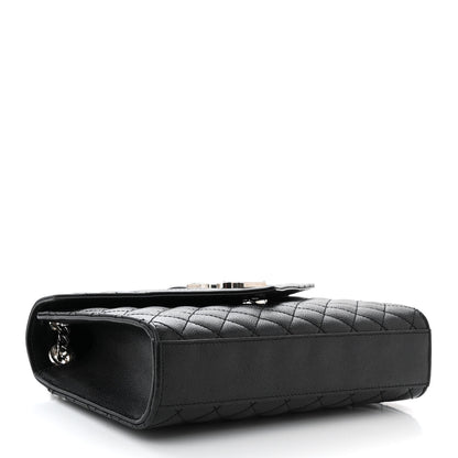 Saint Laurent Grain De Poudre Textured Mixed Matelasse Triquilt Medium Monogram Satchel Black 4 of 13