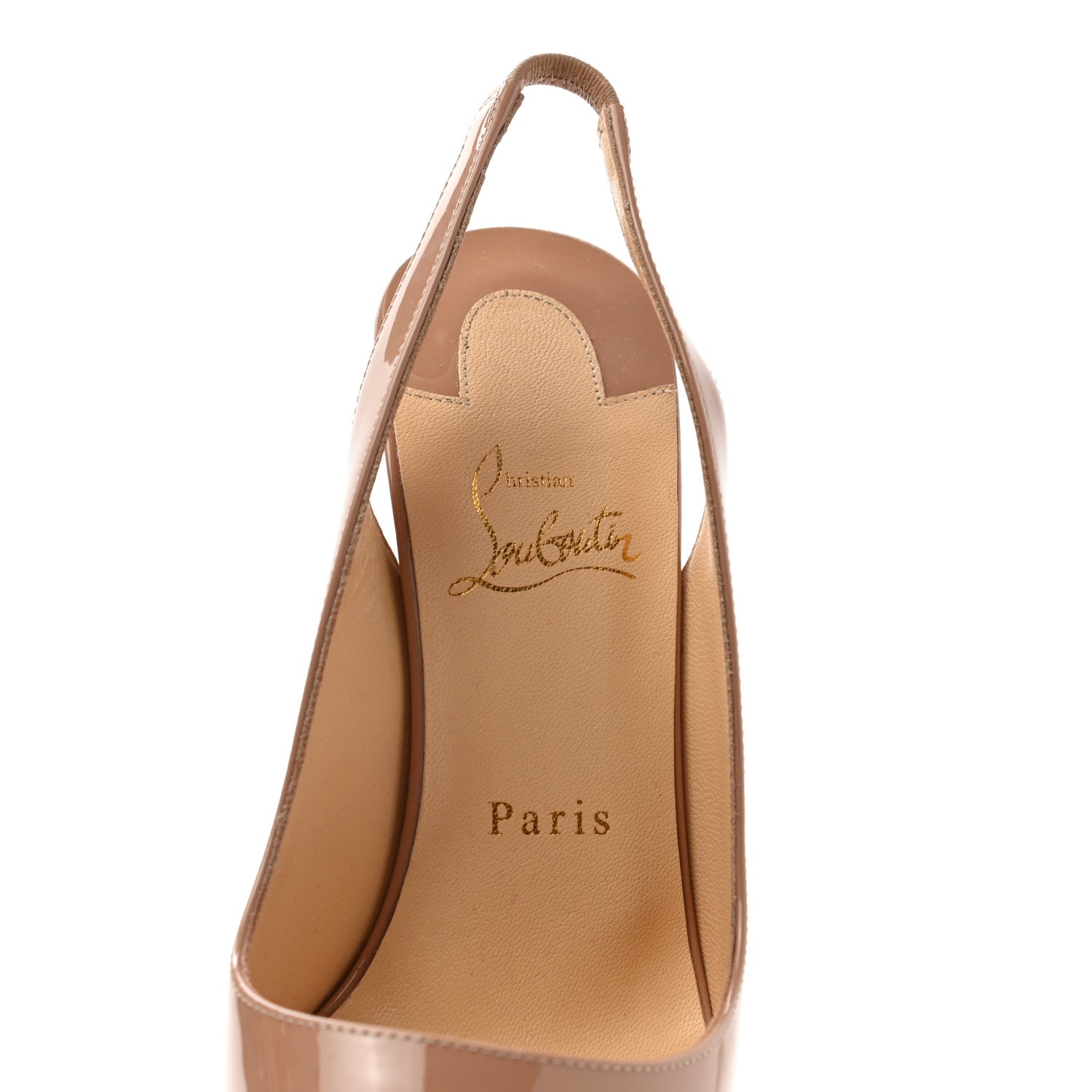 Christian Louboutin Patent Lady Peep Sling 150 Pumps 38.5 Nude 6 of 9