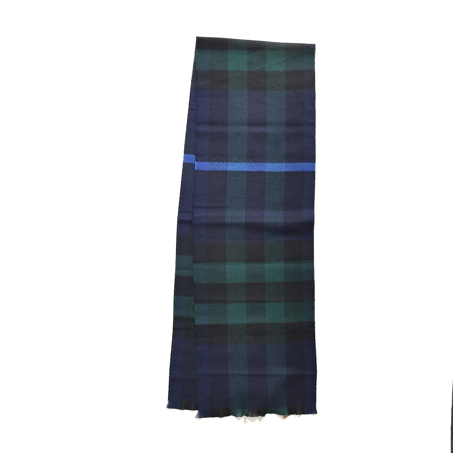 Wool Cashmere Giant Exploded Check Fringe Scarf Blue