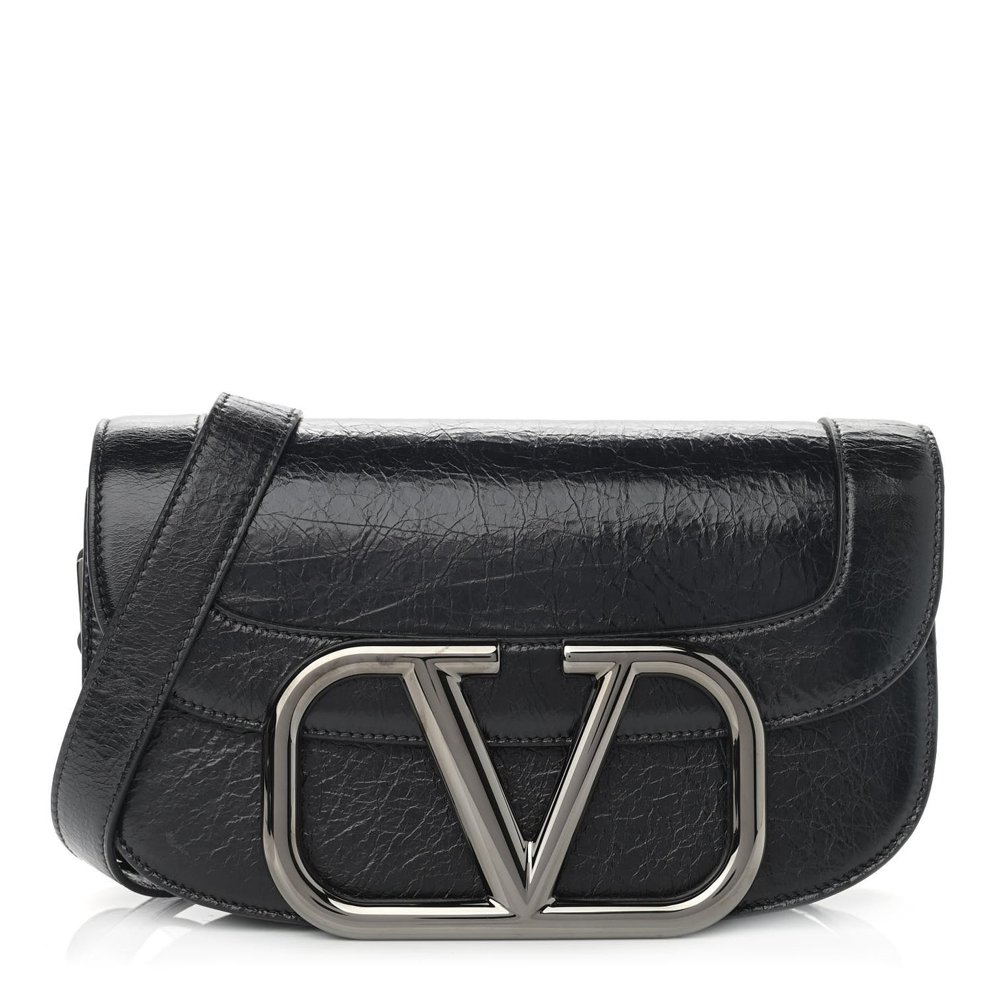 Brushed Calfskin Supervee Shoulder Bag Black