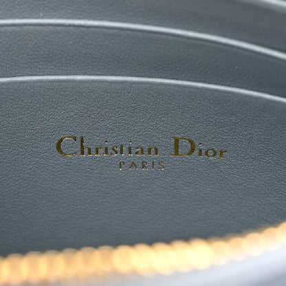 Christian Dior Calfskin Cannage Caro Zipped Pouch With Chain Cloud Blue 6 of 13