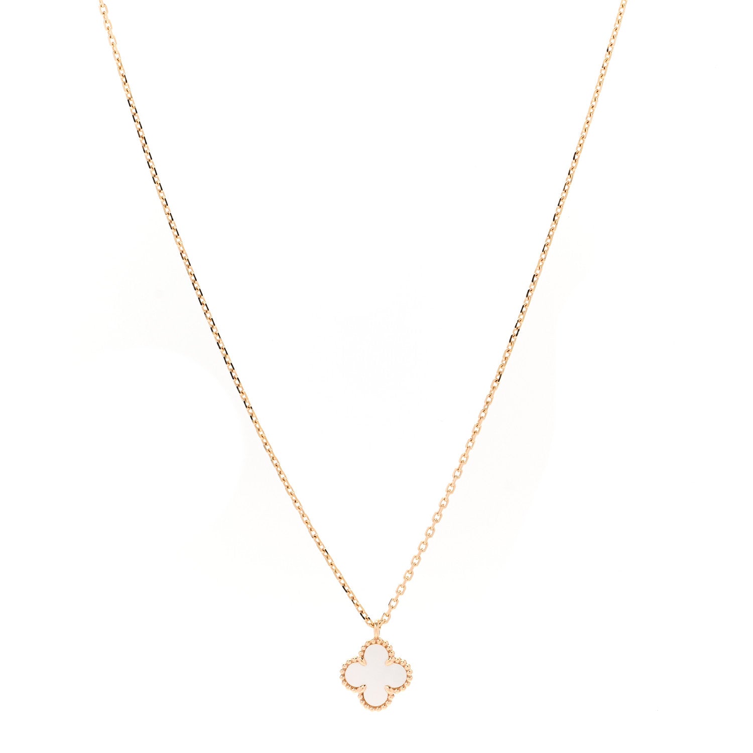 Van Cleef & Arpels 18K Yellow Gold Mother of Pearl Sweet Alhambra Pendant Necklace 1 of 6