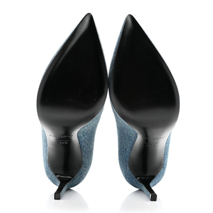 Saint Laurent Denim Classic Paris Escarpin V 105 Skinny Pumps 35.5 Light Blue 5 of 9
