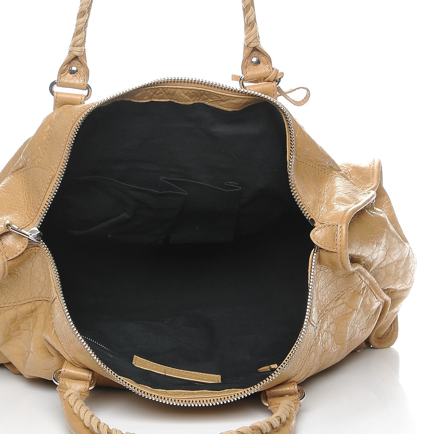 Agneau Giant 12 Silver Hardware Work Beige Nougatine