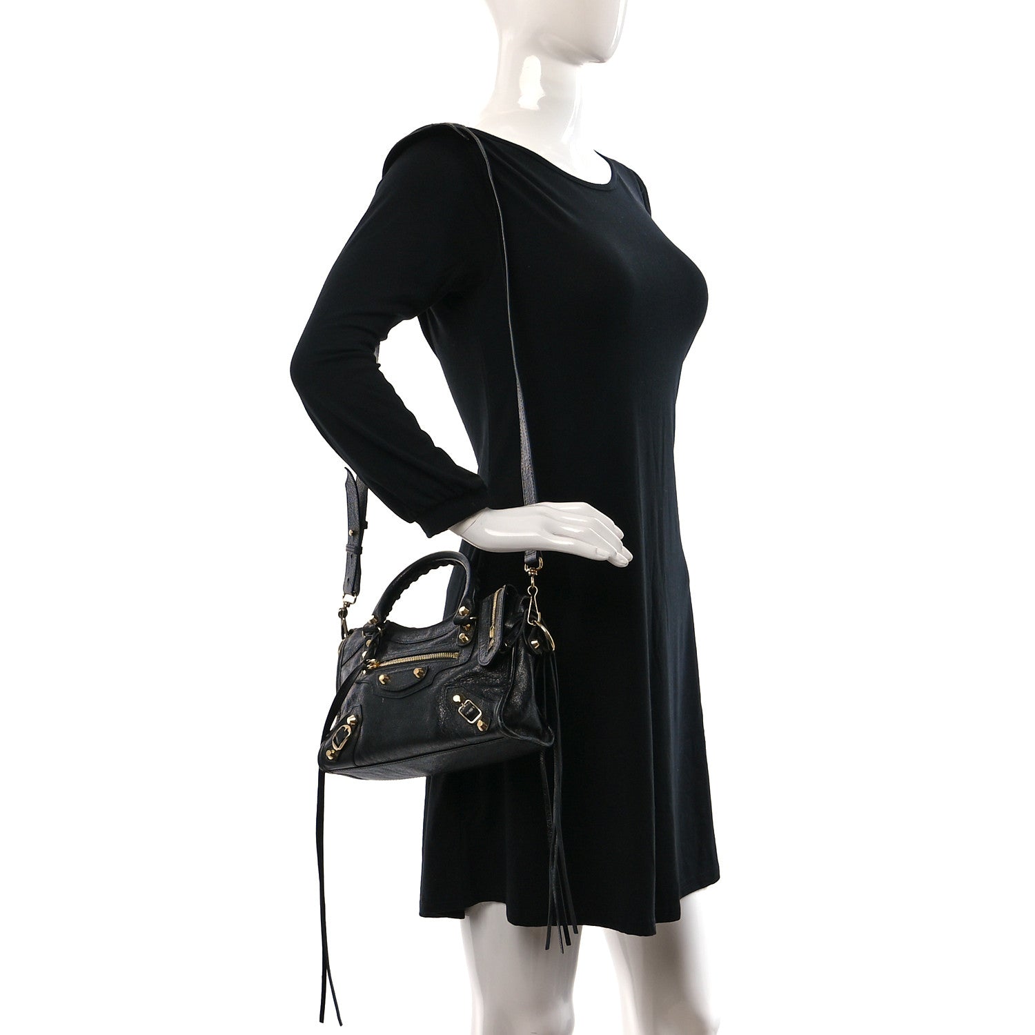 Balenciaga Agneau Classic Gold Hardware Mini City Black 2 of 14