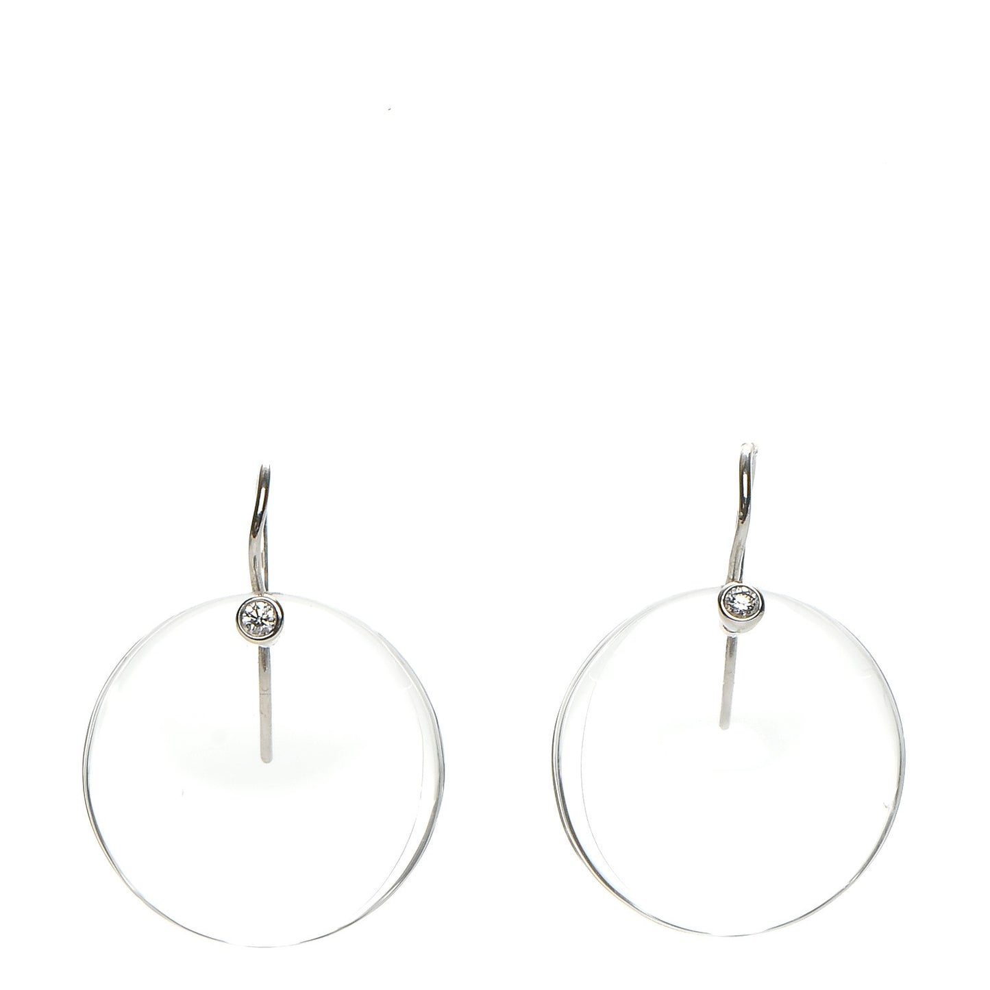Platinum Diamond Elsa Peretti Rock Crystal Disc Earrings