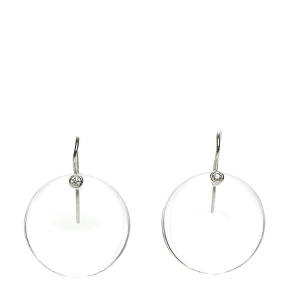 Tiffany Platinum Diamond Elsa Peretti Rock Crystal Disc Earrings 1 of 4