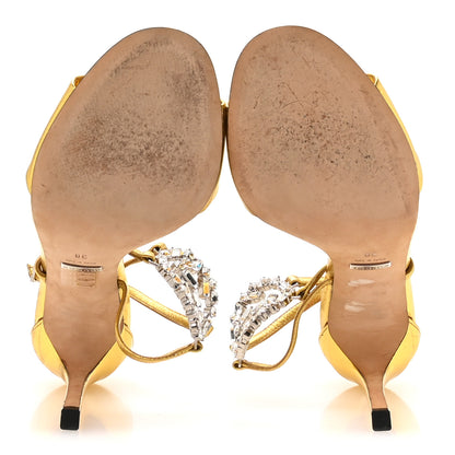 Gucci Metallic Nappa Crystal GG Sandals 38 Gold 6 of 7