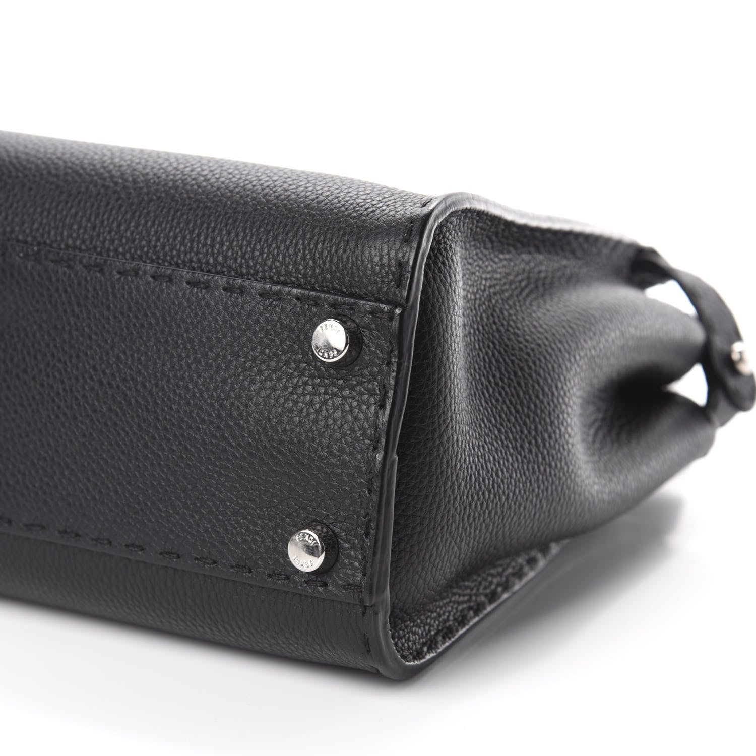 Fendi Cuoio Romano Selleria Bi-Color Medium Peekaboo Iconic Satchel Black Mou 9 of 13