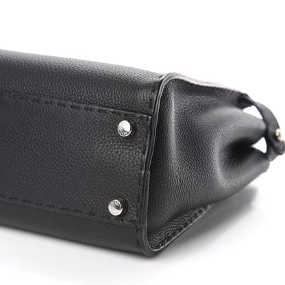 Fendi Cuoio Romano Selleria Bi-Color Medium Peekaboo Iconic Satchel Black Mou 9 of 13