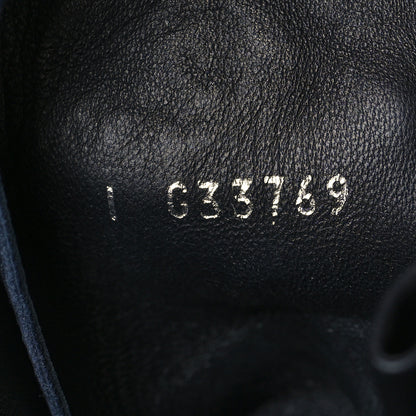 Chanel Suede Quilted CC Lace Up Combat Boots 39 Navy Black 8 of 8