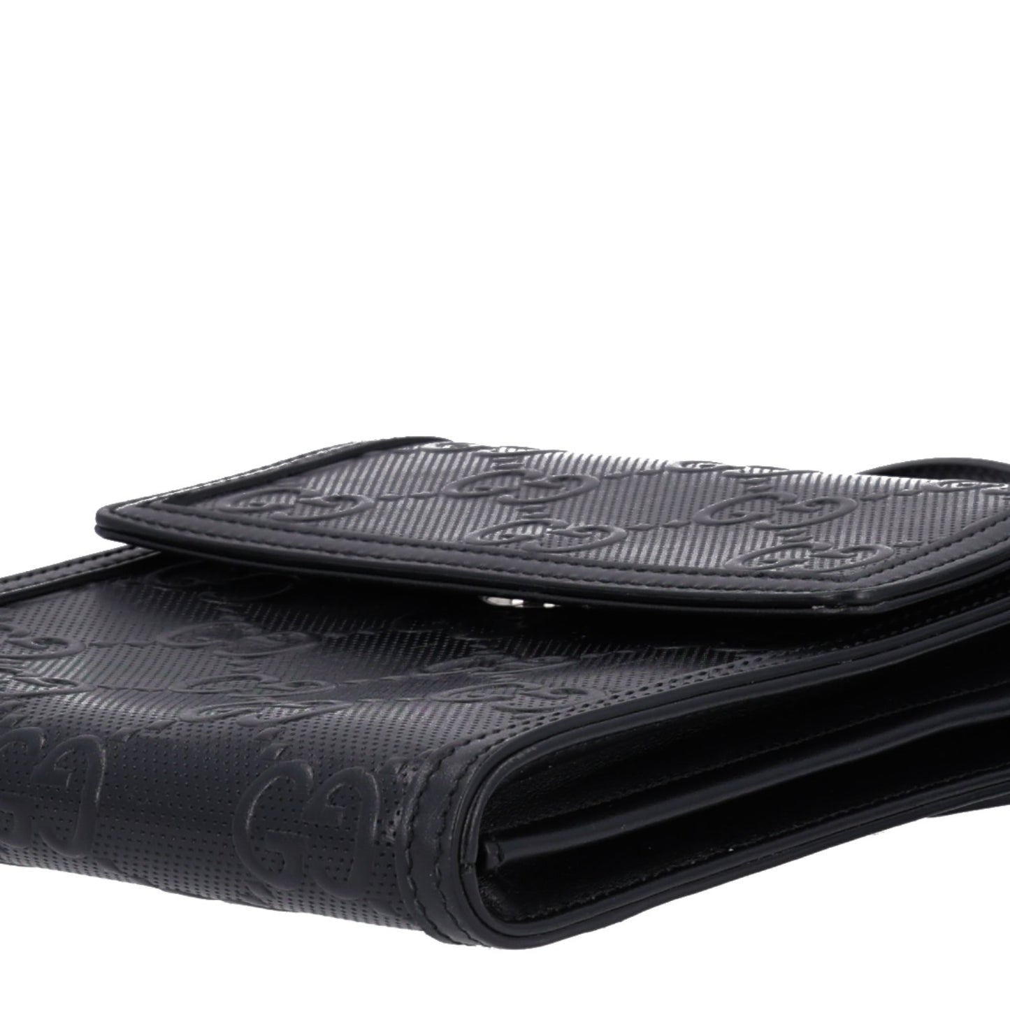 Calfskin GG Tennis Embossed Messenger Bag Black