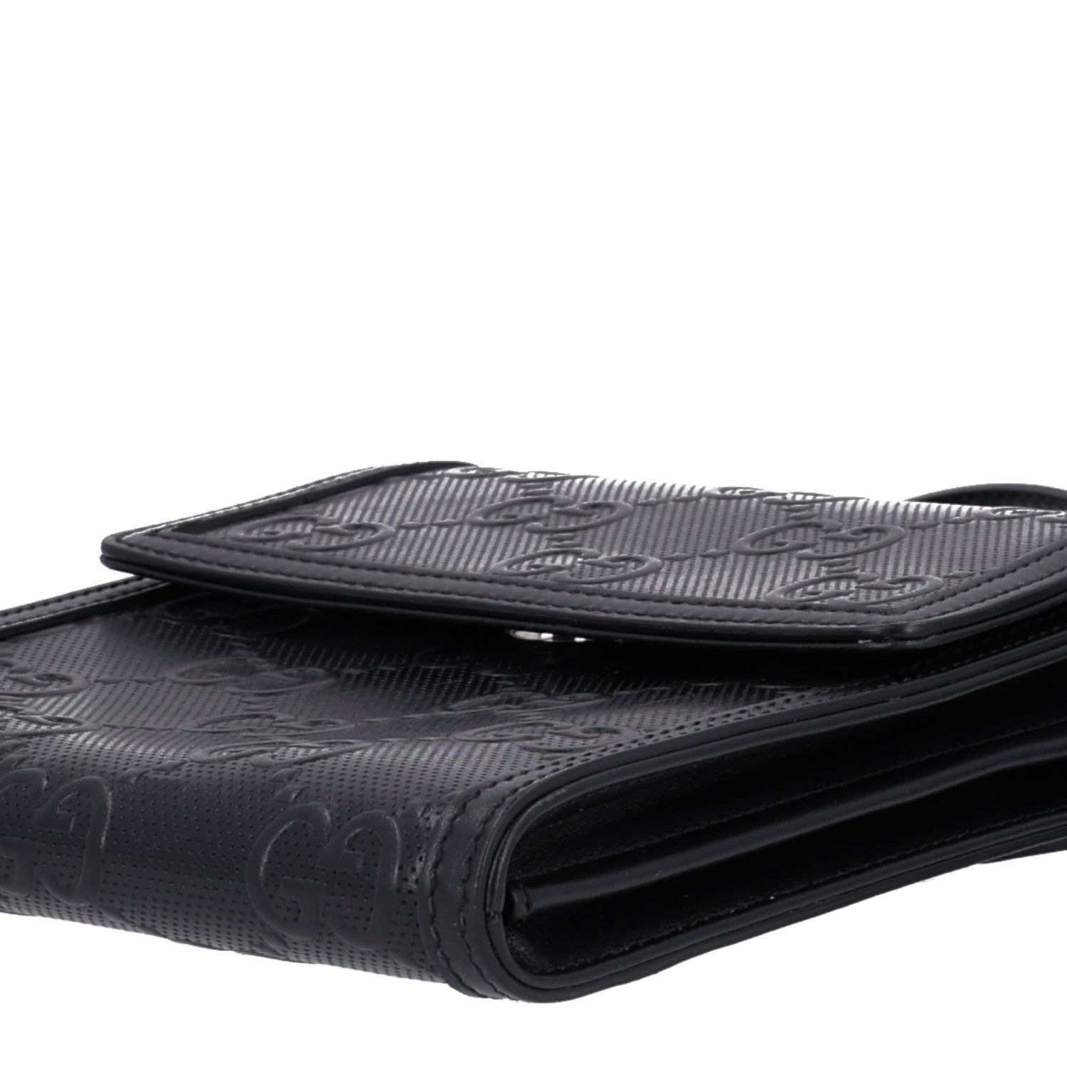 Gucci Calfskin GG Tennis Embossed Messenger Bag Black 10 of 10
