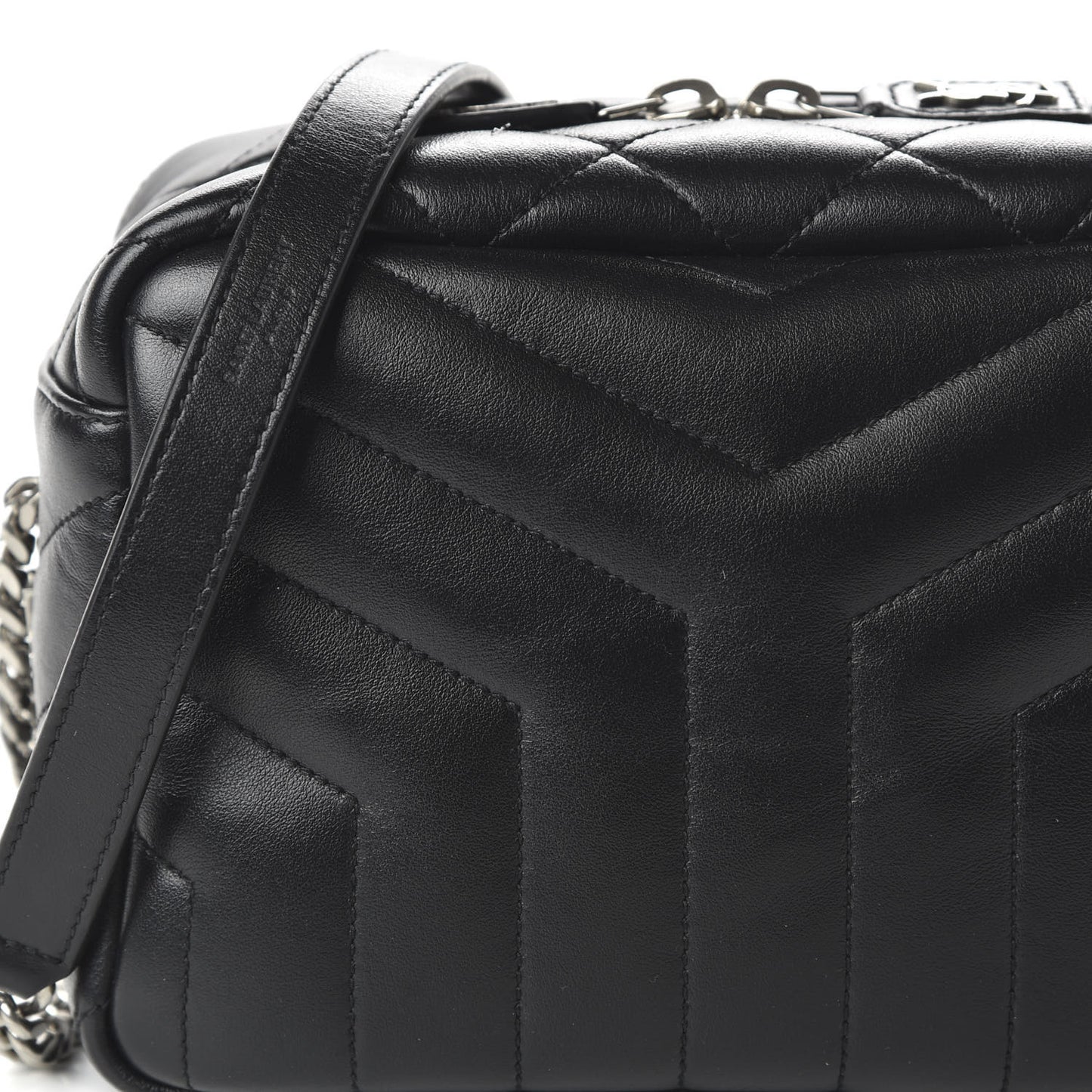 Calfskin Y Quilted Monogram Small Loulou Bowling Bag Black