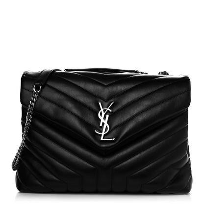 Saint Laurent Calfskin Y Quilted Monogram Medium Loulou Chain Satchel Black 1 of 10
