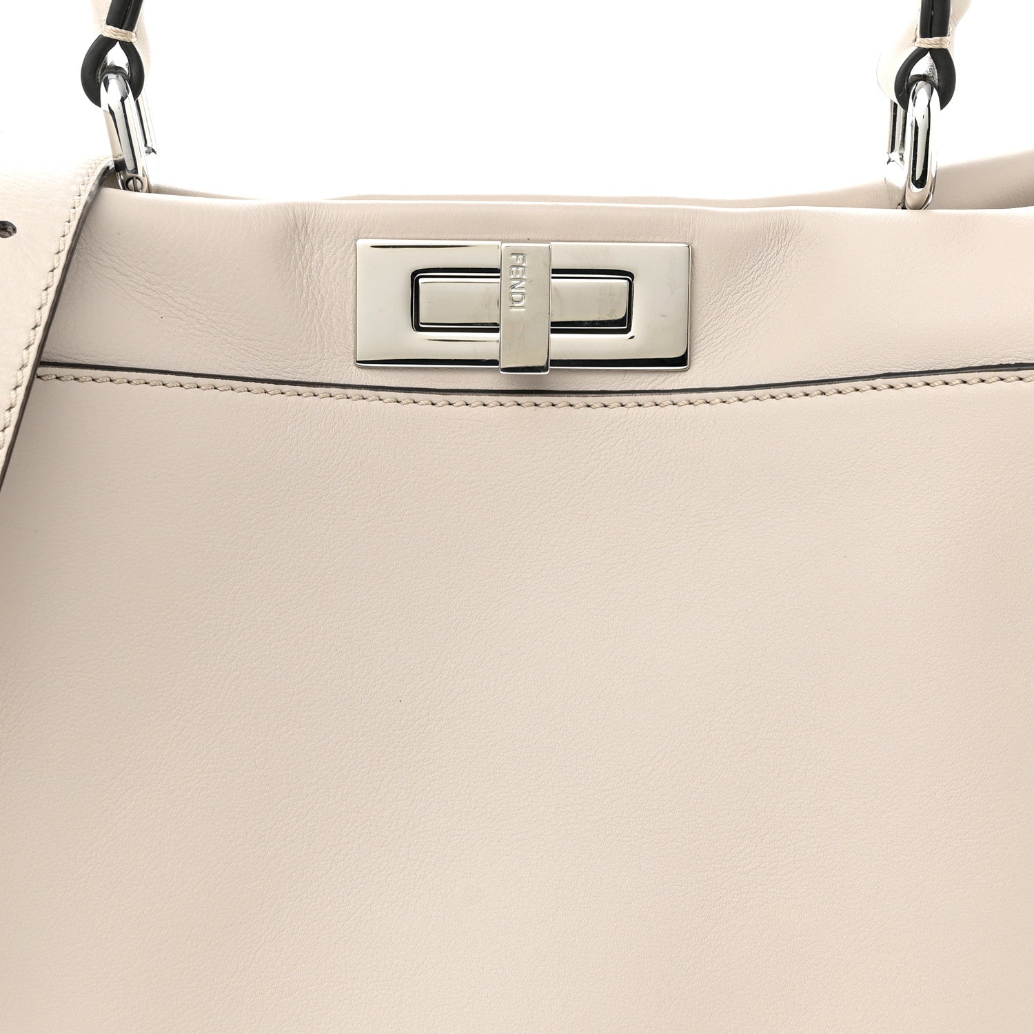 Fendi Vitello Seta Lace Up Medium Peekaboo Iconic Satchel Grigio Polvere 7 of 9