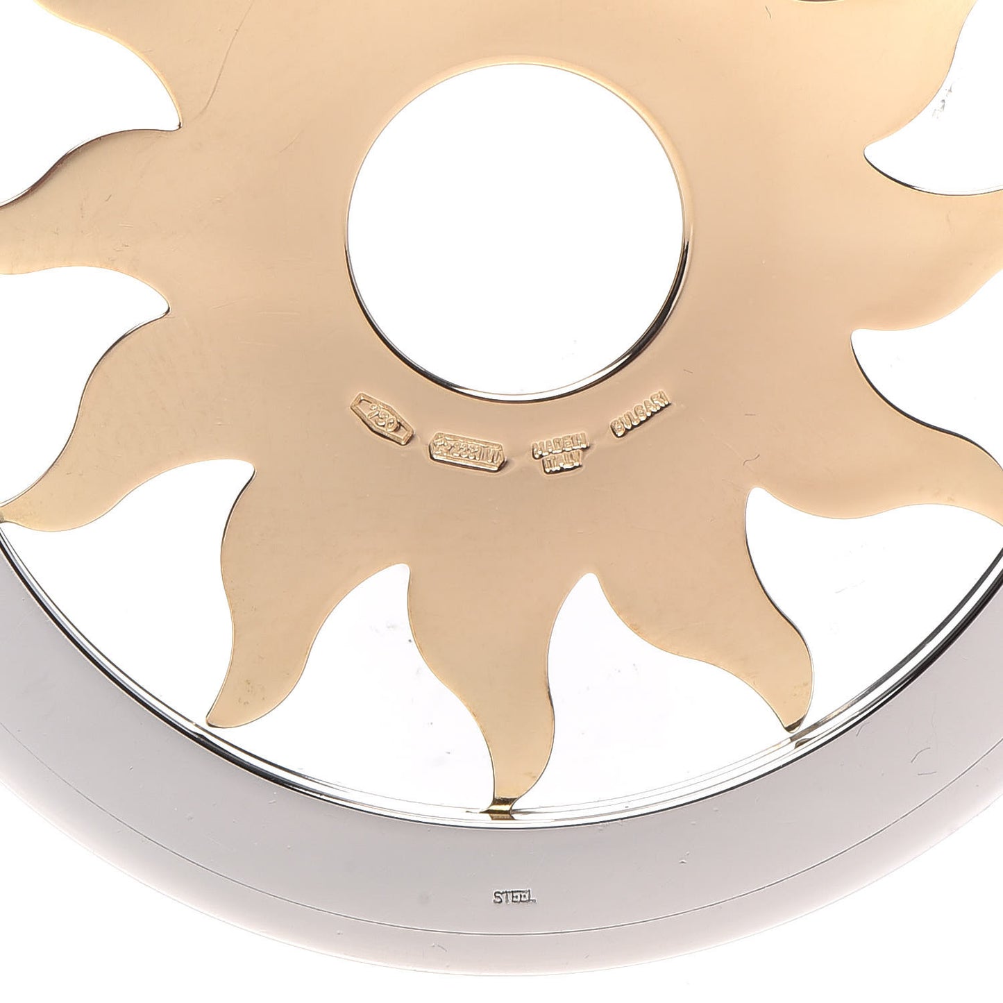 Stainless Steel 18K Yellow Gold Large Tondo Sun Pendant