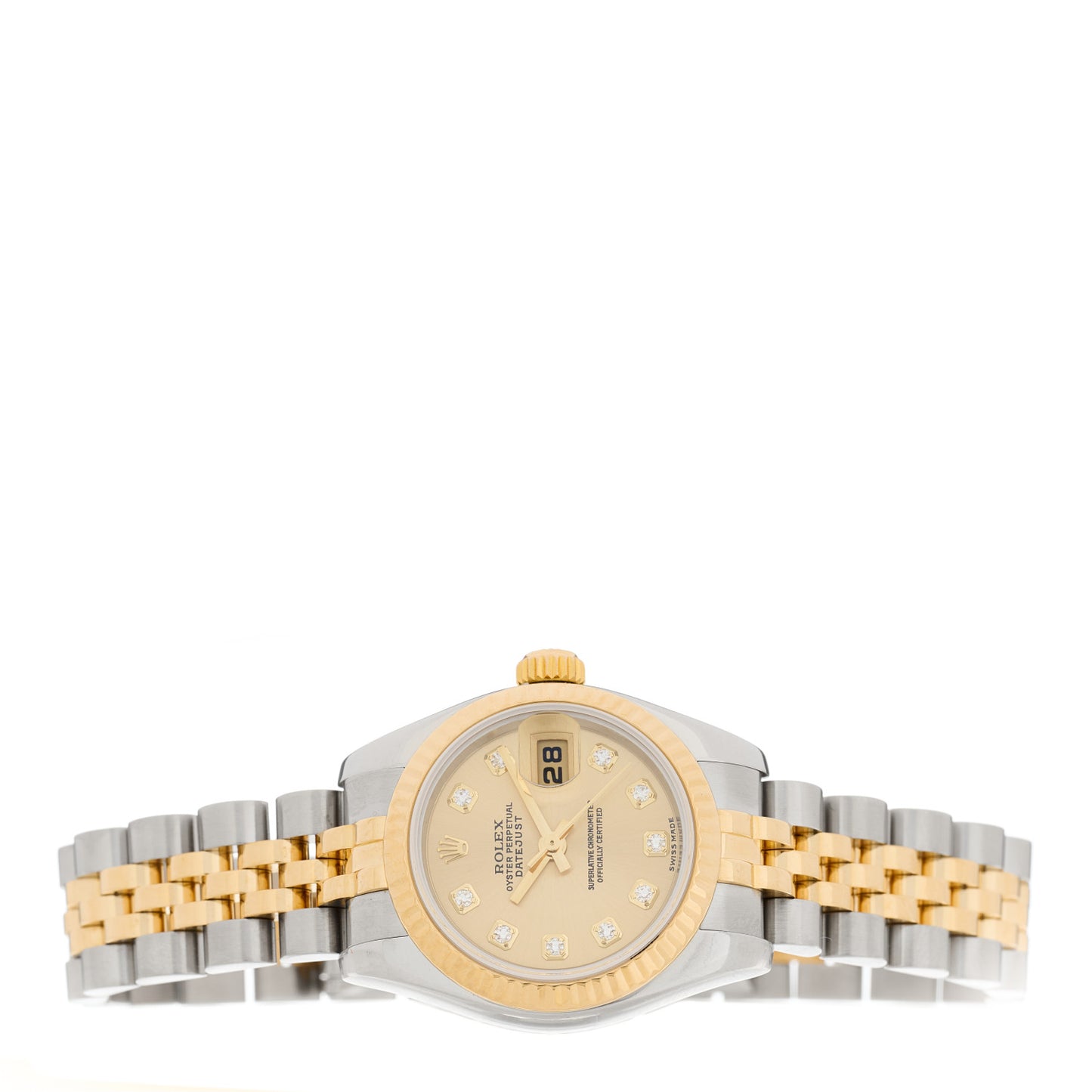 Stainless Steel 18K Yellow Gold Diamond 26mm Oyster Perpetual Datejust Watch Champagne 179173