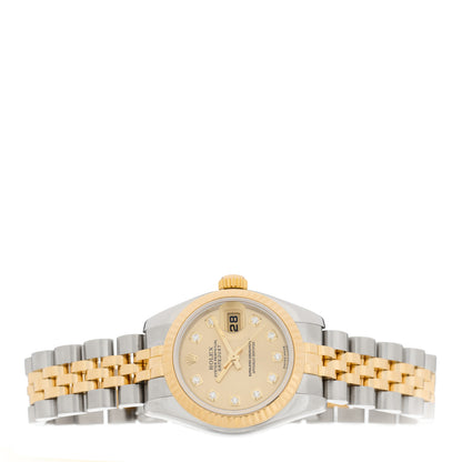 Rolex Stainless Steel 18K Yellow Gold Diamond 26mm Oyster Perpetual Datejust Watch Champagne 179173 2 of 4