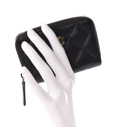 Chanel Caviar Quilted Zip Coin Purse Black 2 of 8