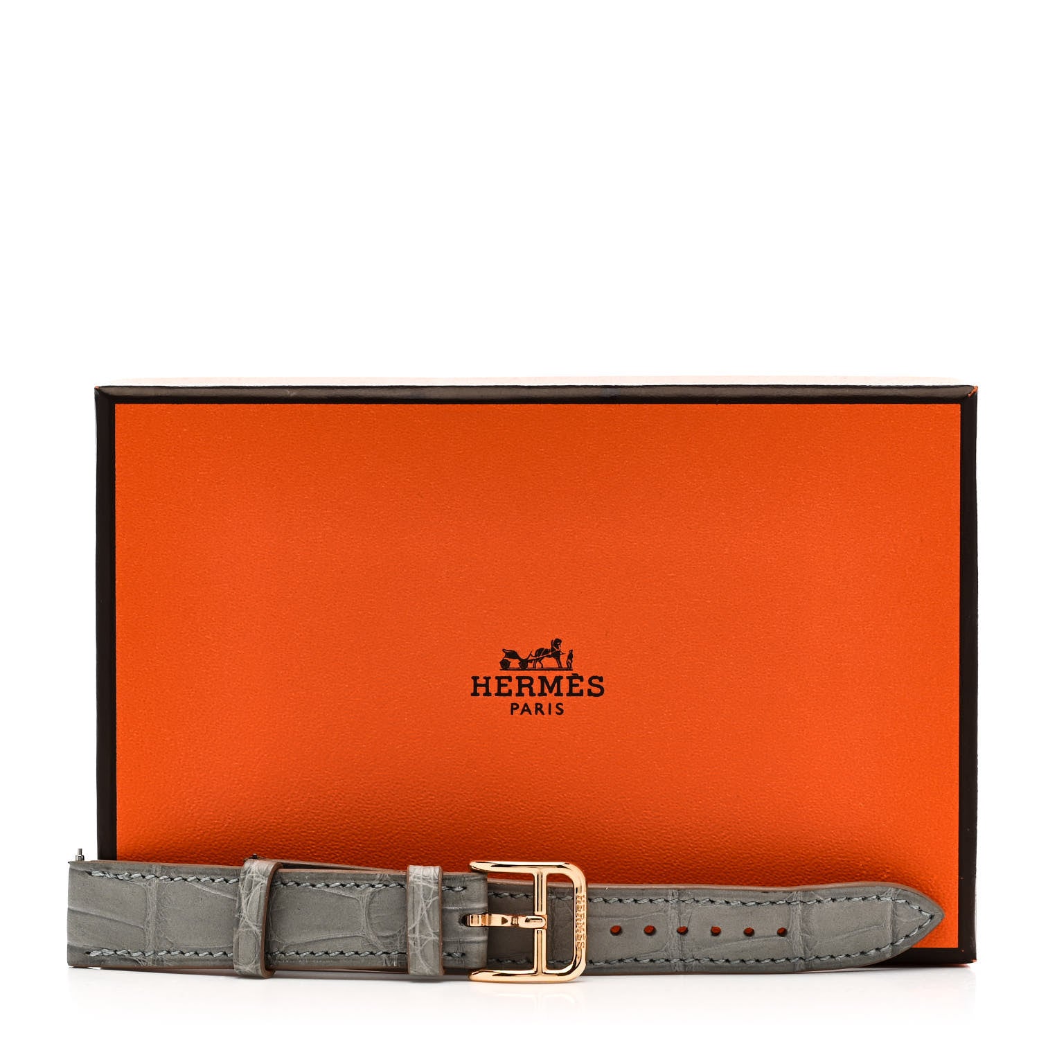 Hermes Matte Alligator Heure H Hour Watch Strap Gris Mouette 6 of 6