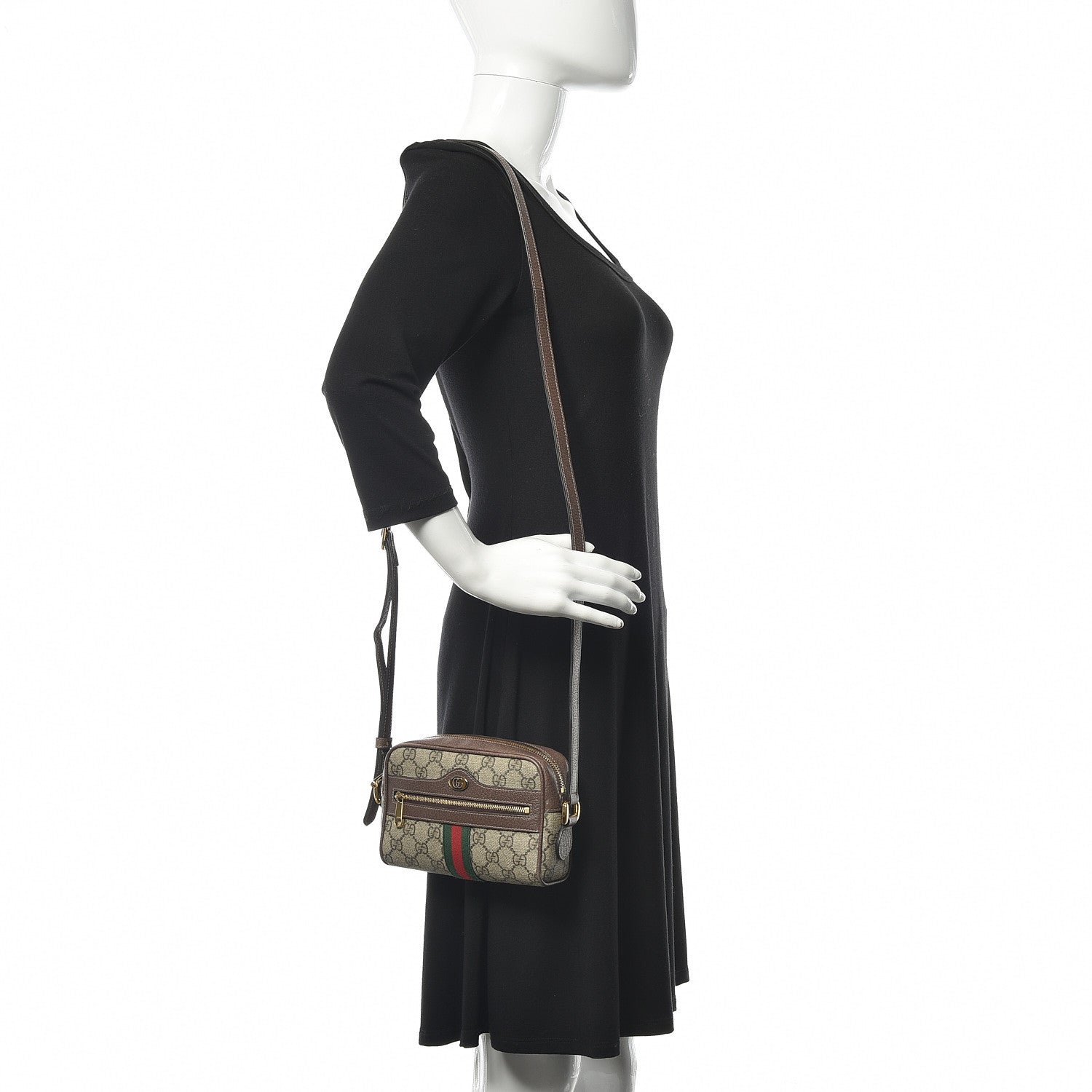 Gucci GG Supreme Monogram Web Mini Ophidia Shoulder Bag Brown 2 of 12