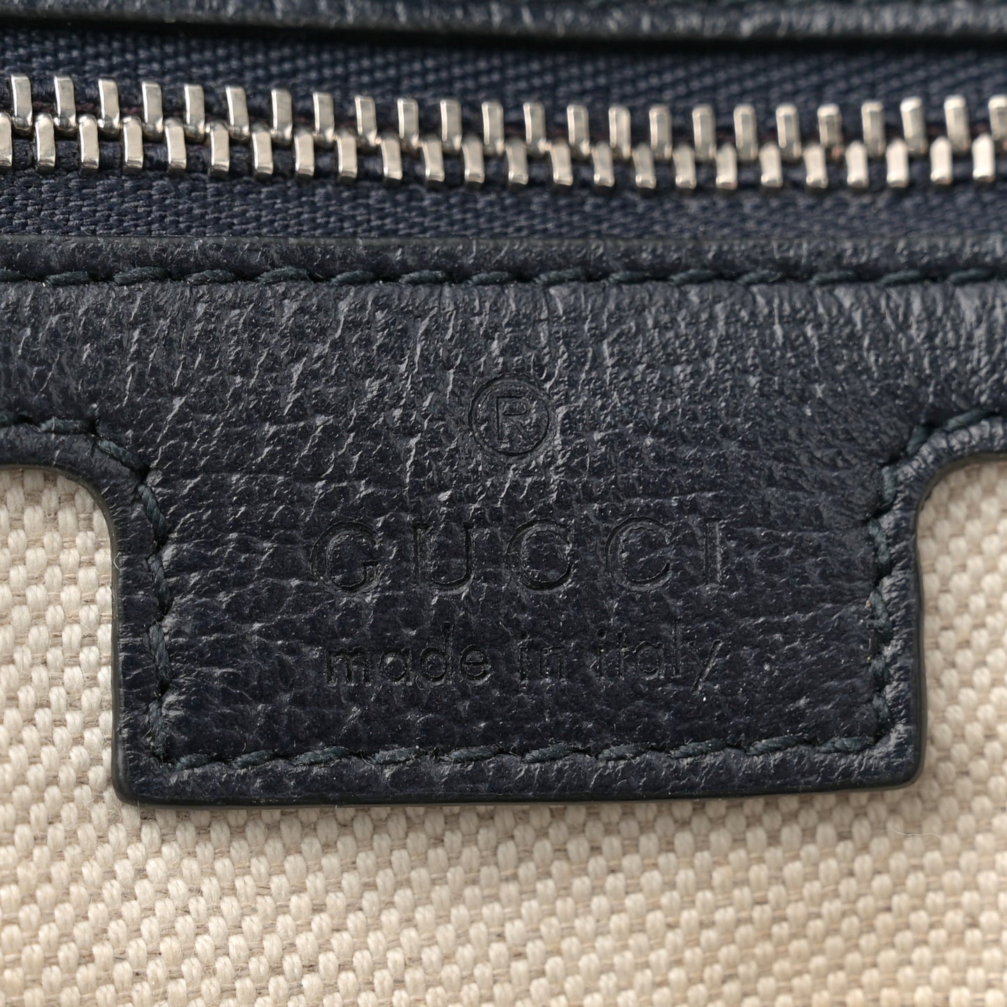 GG Supreme Monogram Textured Calfskin Web Medium Ophidia Shopping Tote Beige Blue