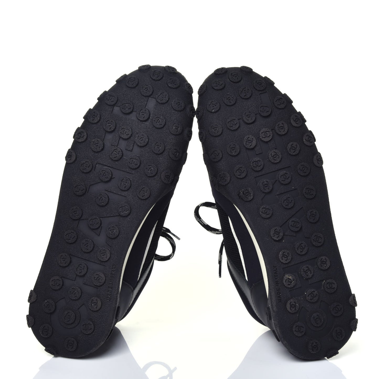 Calfskin Mesh Lycra Womens Logo Sneakers 36.5 Black