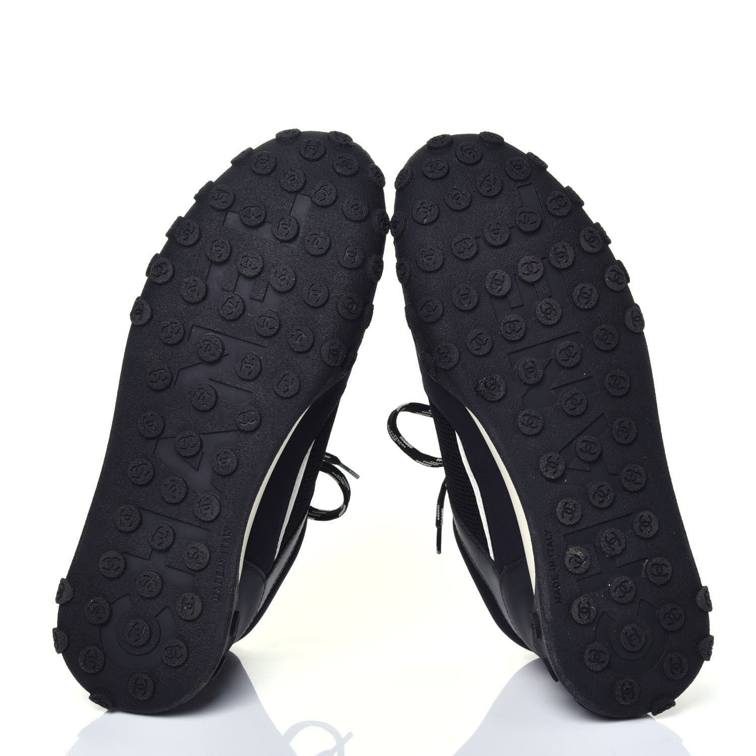 Chanel Calfskin Mesh Lycra Womens Logo Sneakers 36.5 Black 6 of 9