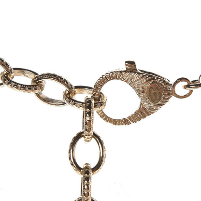 Chanel Calfskin Metal Pearl CC Long Chain Necklace Dark Pink Gold 5 of 7