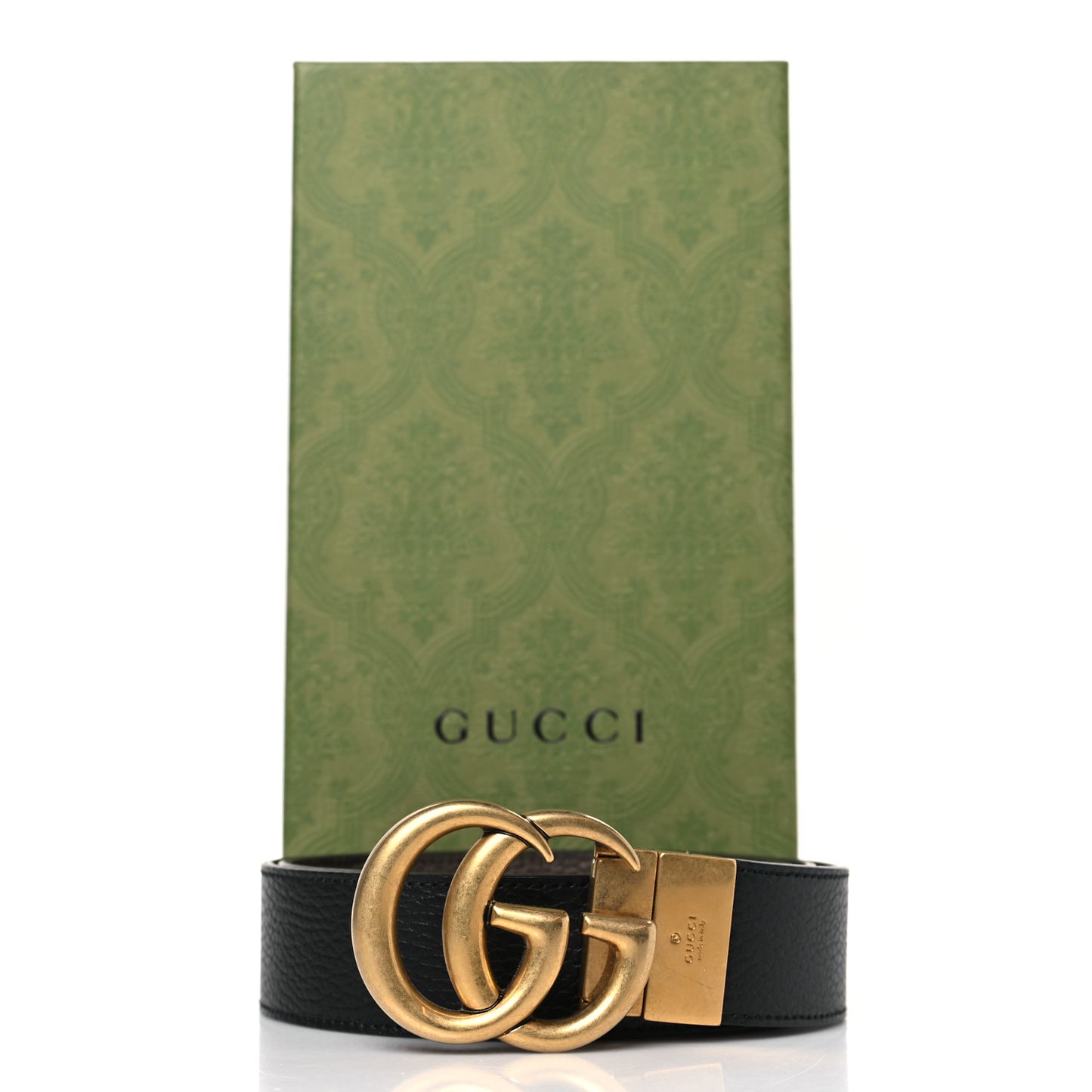 Dollar Calfskin Double G Reversible 37mm Belt 100 40 Black New Acero