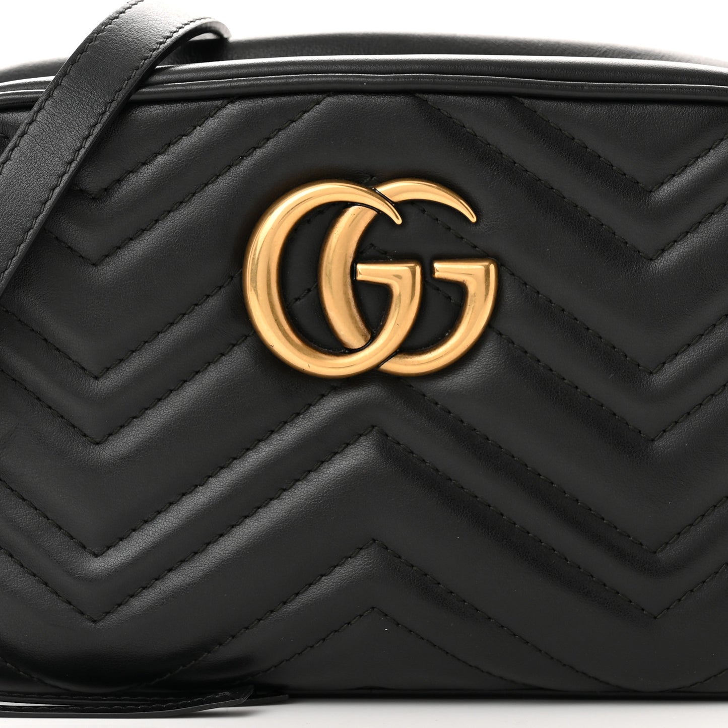 Calfskin Matelasse Small GG Marmont Chain Shoulder Bag Black